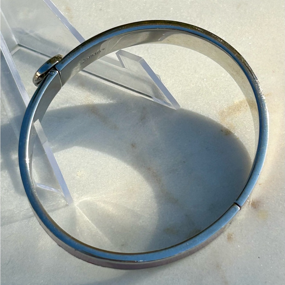 Coach Signature C Magenta Purple Silver Enameled Hinged Bangle Bracelet - Picture 10 of 15